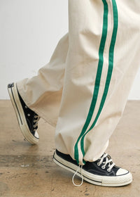 Eagan Striped Drawstring Track Pants - Ivory & Green