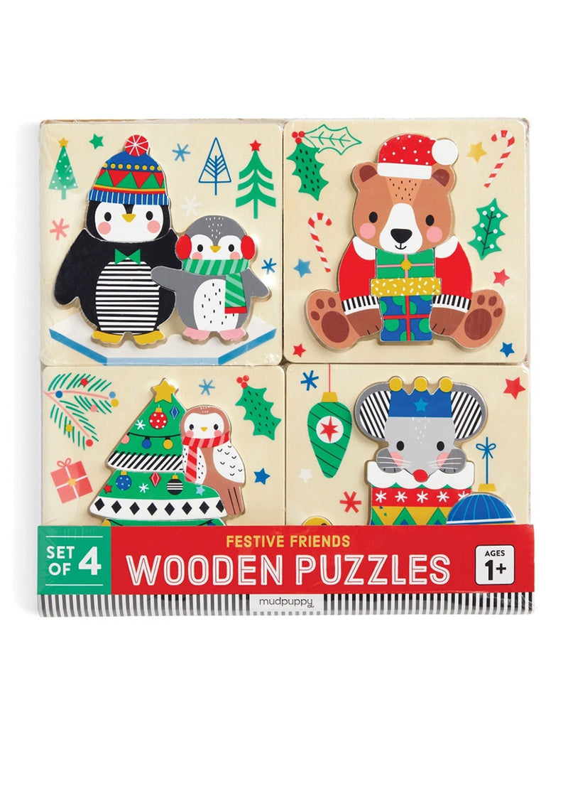 Festive Friends Wood Puzzles (Set of 4)