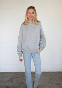 Marjorie Fleece Wide Neck Sweatshirt - Heather Grey