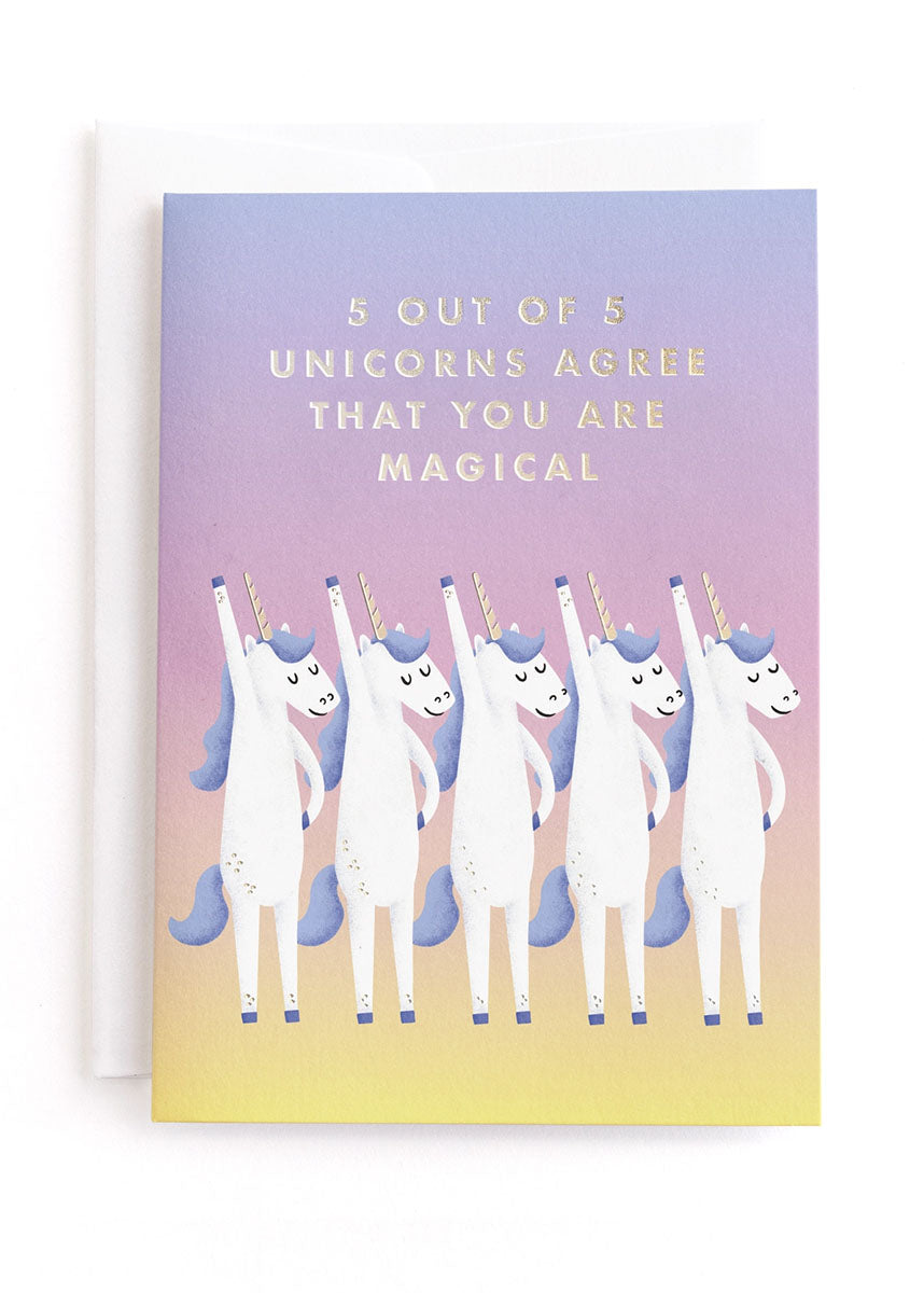 5 Out Of 5 Unicorns Birthday Card
