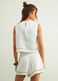 Veila Linen Stitch Crop Top - White