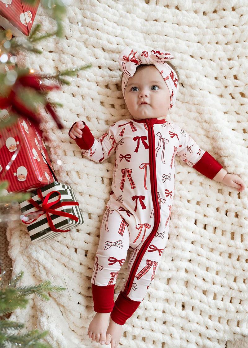 Merry Little Bows Zipper Romper