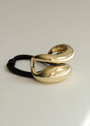 Wide Sculptured Metal Cuff Hair Tie - Gold