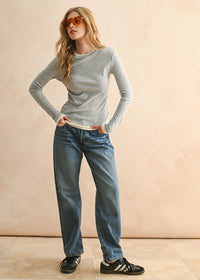 Ellison Color Contrast Long Sleeve Top - Grey