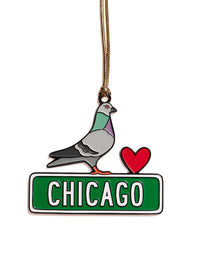 Chicago Pigeon Enamel Ornament
