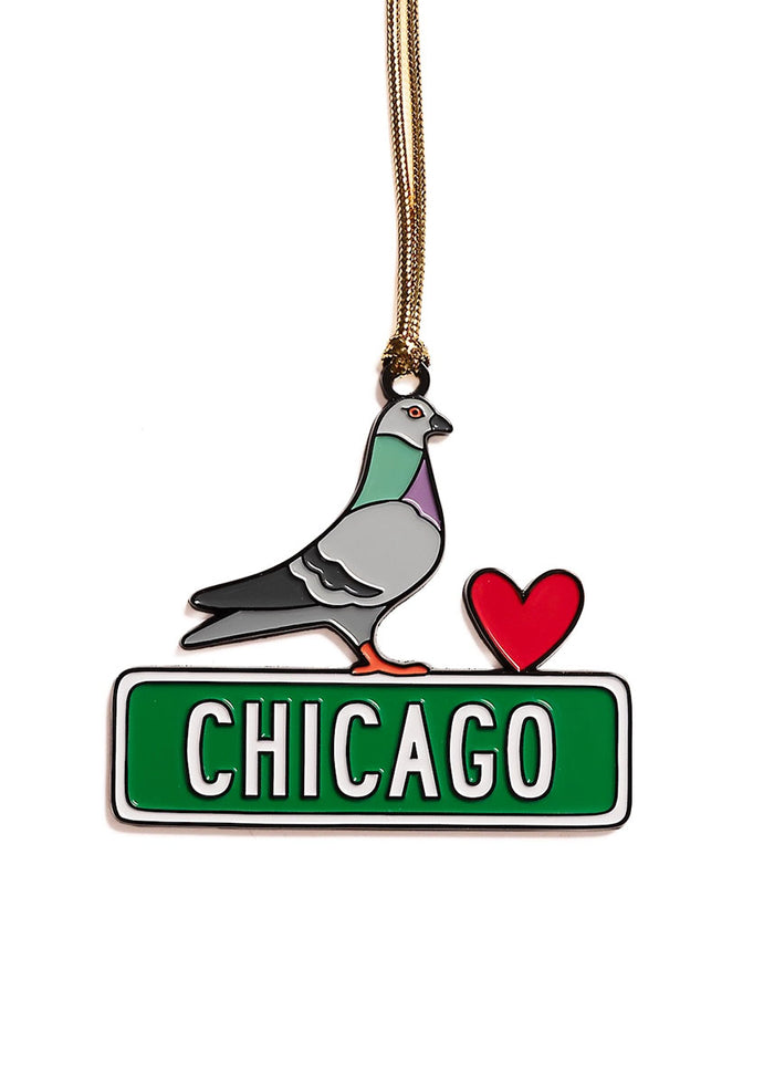 Chicago Pigeon Enamel Ornament