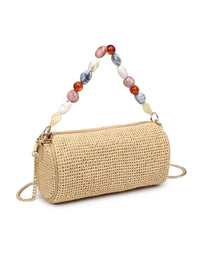 Rachel Beaded Straw Clutch - Natural