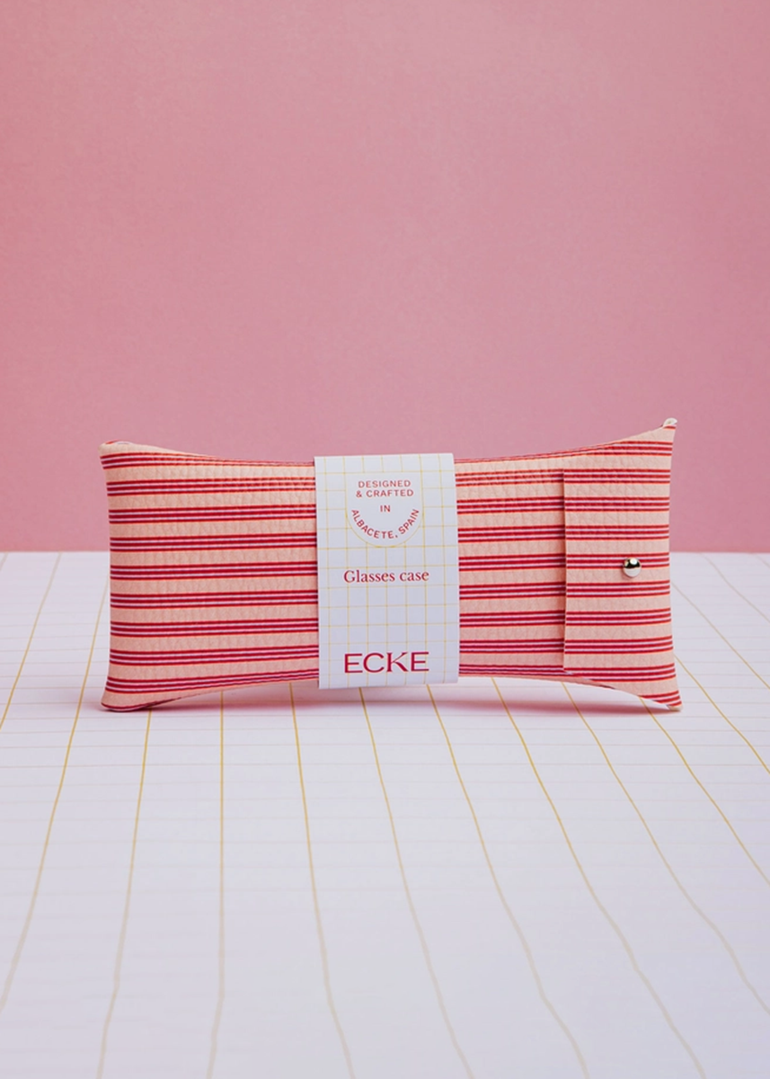 Coral Stripes Glasses Case