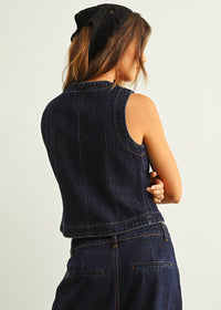 Padma Denim Button Front Vest - Indigo