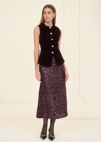 Brixton Button Velvet Vest - Plum