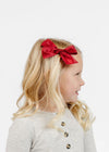 Large Satin Bow Clips (3 Pack) - Ruby