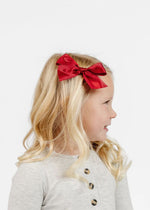 Large Satin Bow Clips (3 Pack) - Ruby