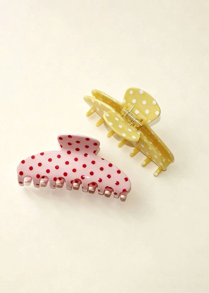 Sweet Polka Dot Hair Claw - Yellow