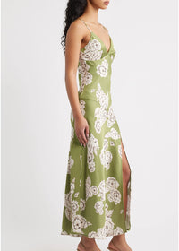 Carreta Midi Slip Dress - Chartreuse Multi