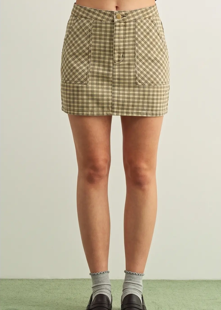 Thais Mini Skirt - Tan & Brown
