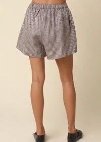 Gabi Gingham Linen Shorts - Natural