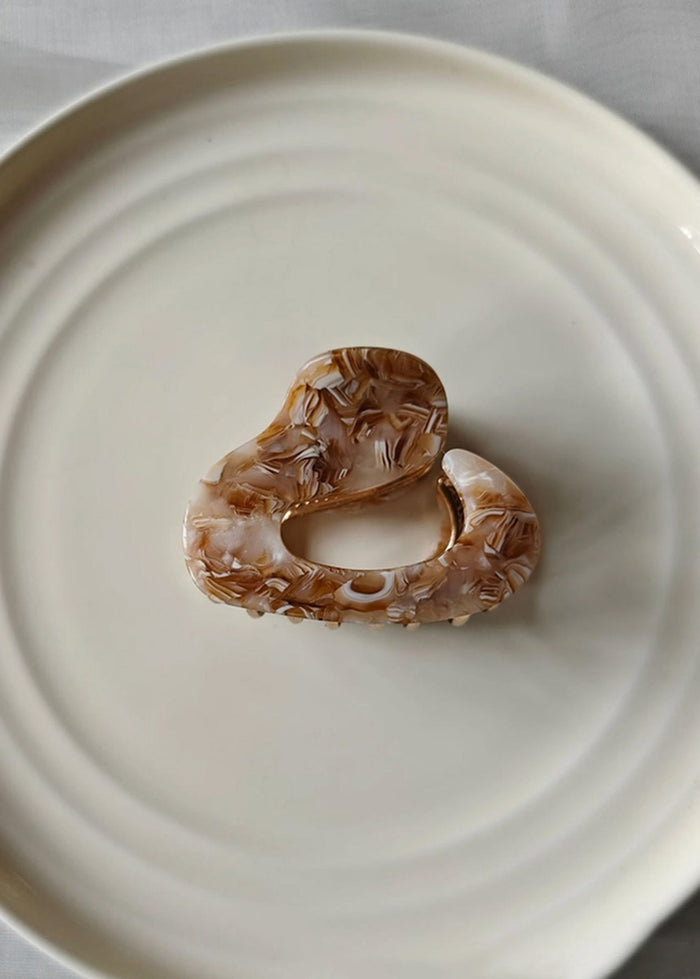 French Marbled Hair Claw Clip - Light Brown