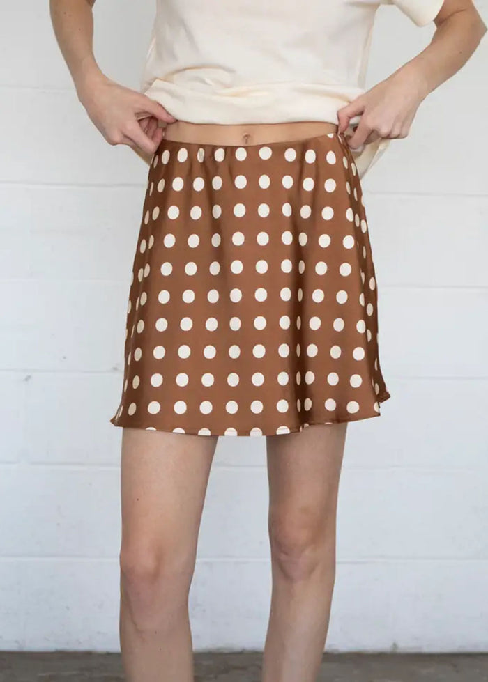 Lina Polka Dot Mini Skirt - Brown