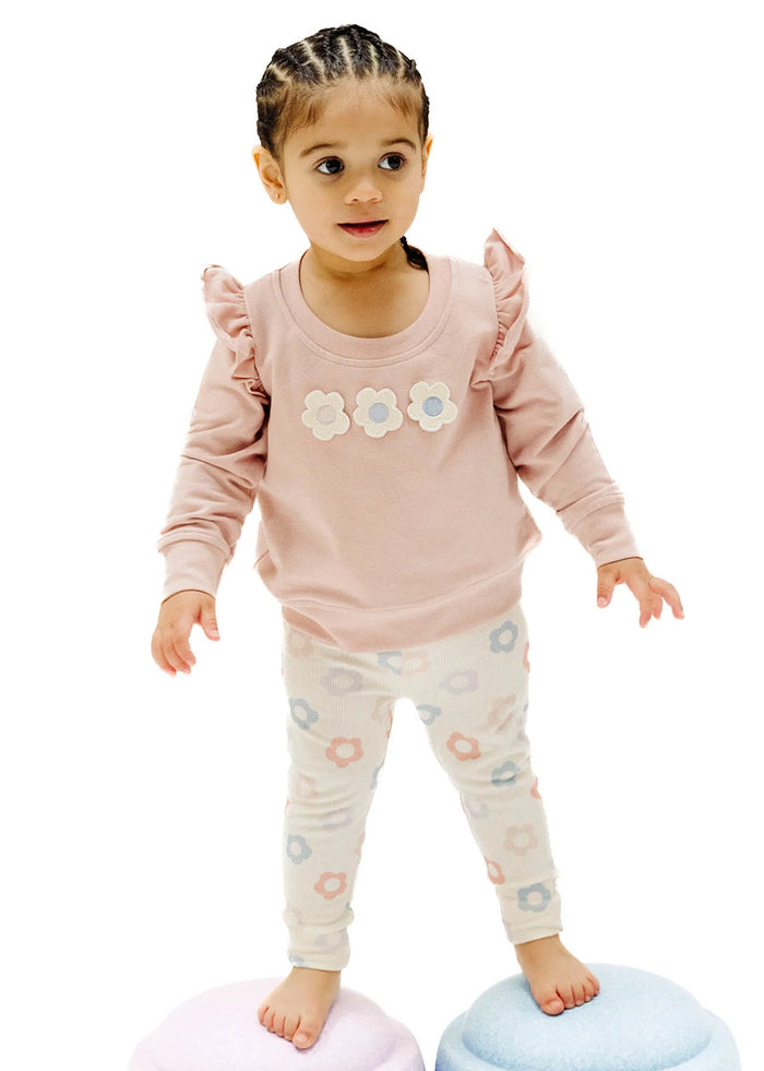Ruffle Sweatshirt & Legging Set - Daisy Pop
