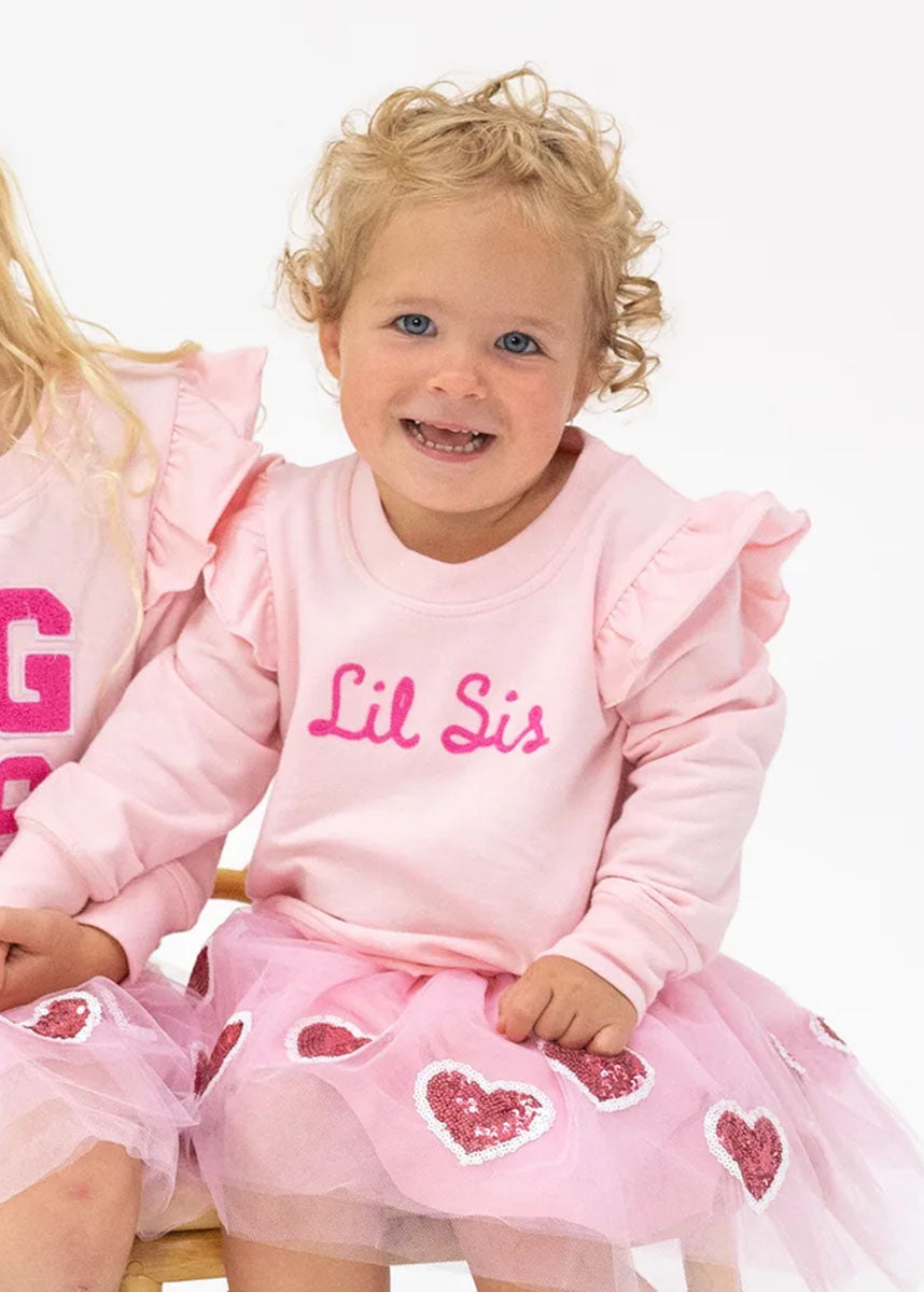 Lil Sis Ruffle Sweatshirt - Pink