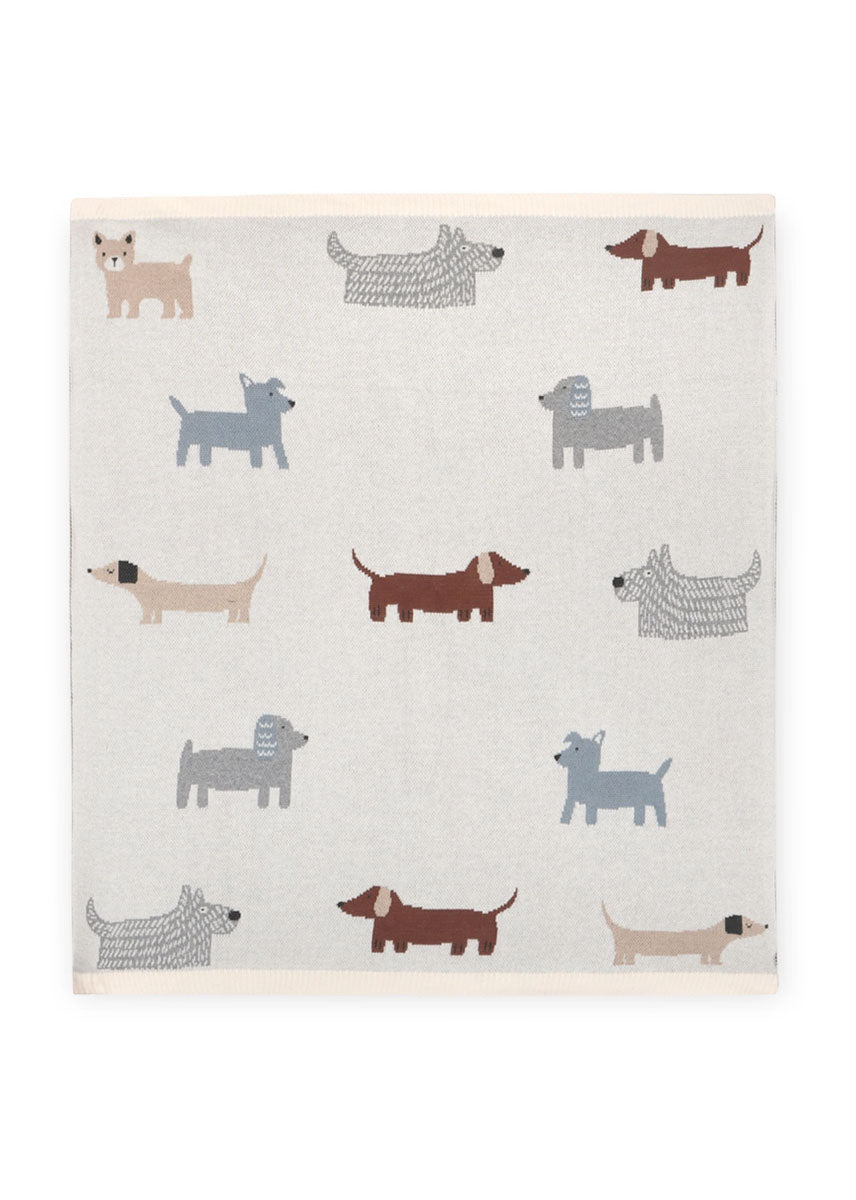 Organic Jacquard Sweater Knit Baby Blanket - Buddy Dog