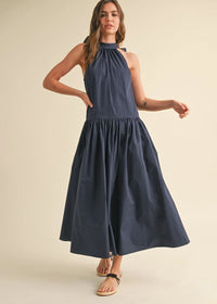 Pearce Bow Back Midi Dress - Navy