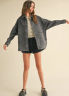 Mackenzie Washed Denim Snap Shacket - Black