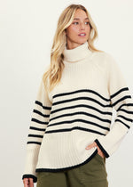 Saylor Stripe Turtleneck Sweater - Cream & Black