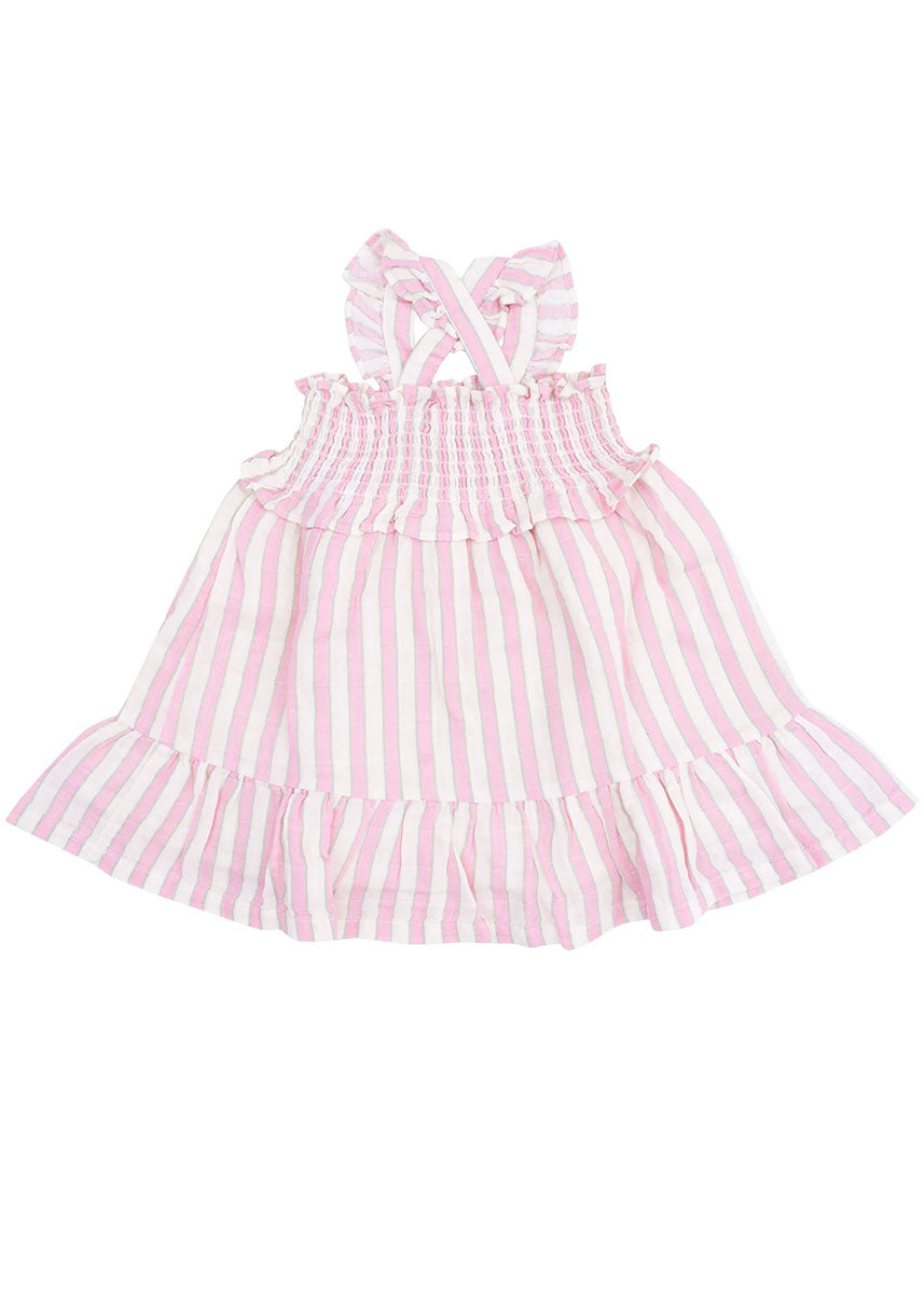 Smocked Ruffle Sundress - Candy Stripe Pink