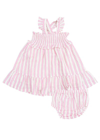 Smocked Ruffle Sundress - Candy Stripe Pink