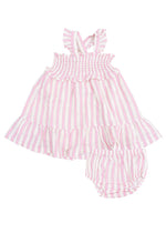 Smocked Ruffle Sundress - Candy Stripe Pink