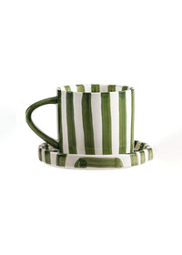 Tratto Cafe Cup & Saucer Set - Matcha Stripe