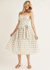 Suzanne Plaid Bows Midi Dress - White Multi