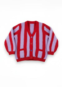 Big Top Striped Cardigan - Red & Lavender