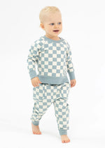 Checkerboard Sweatshirt & Jogger Set - Gray Mist