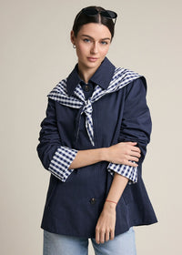 Juno Gingham Scarf Nylon Jacket - Navy