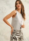 Gemini Metal Button Knit Vest - Misty Grey