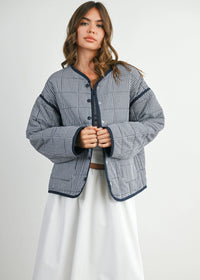 Astrid Quilted Puff Jacket - Navy Multi