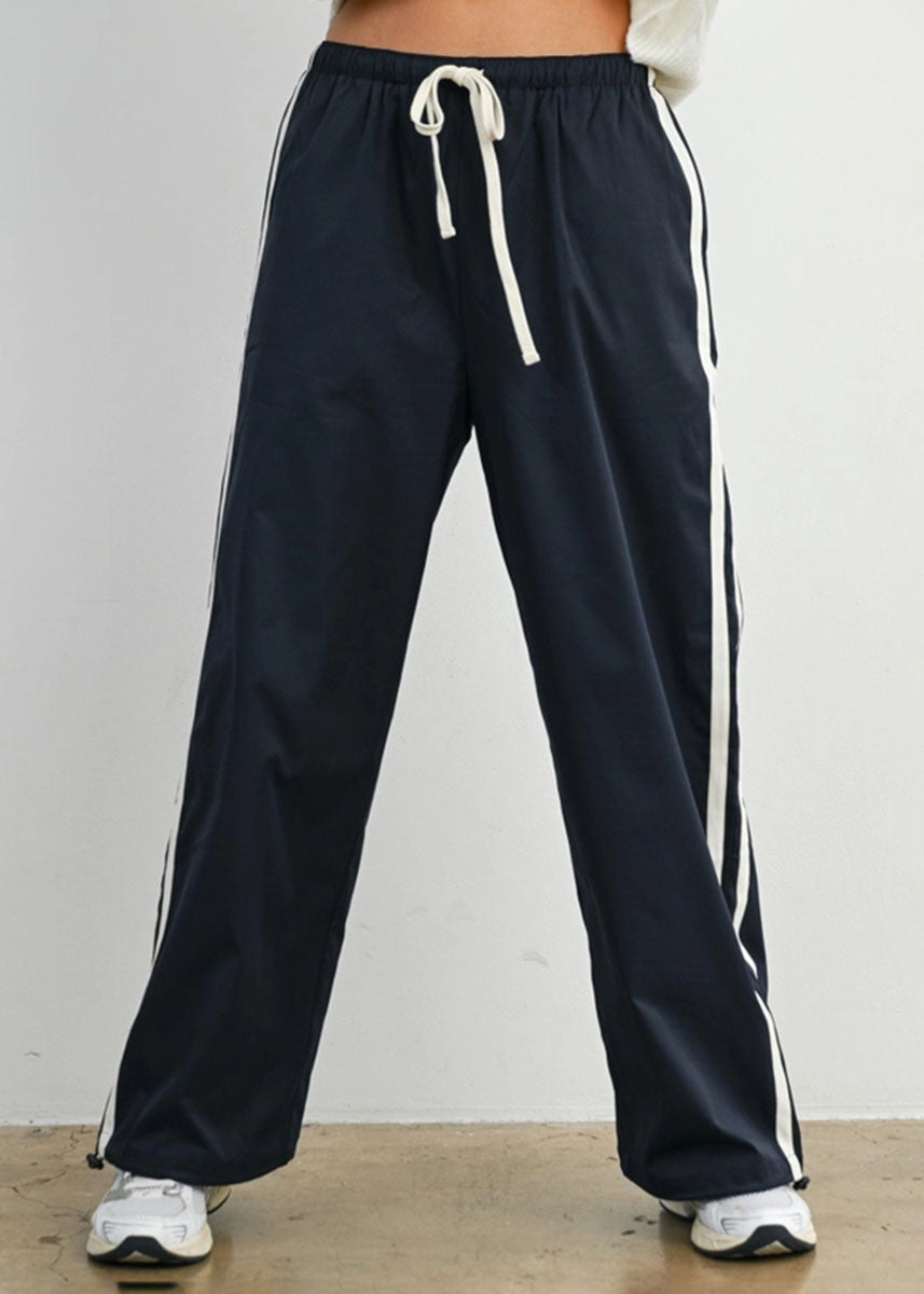Acadia Striped Drawstring Pants - Navy & White