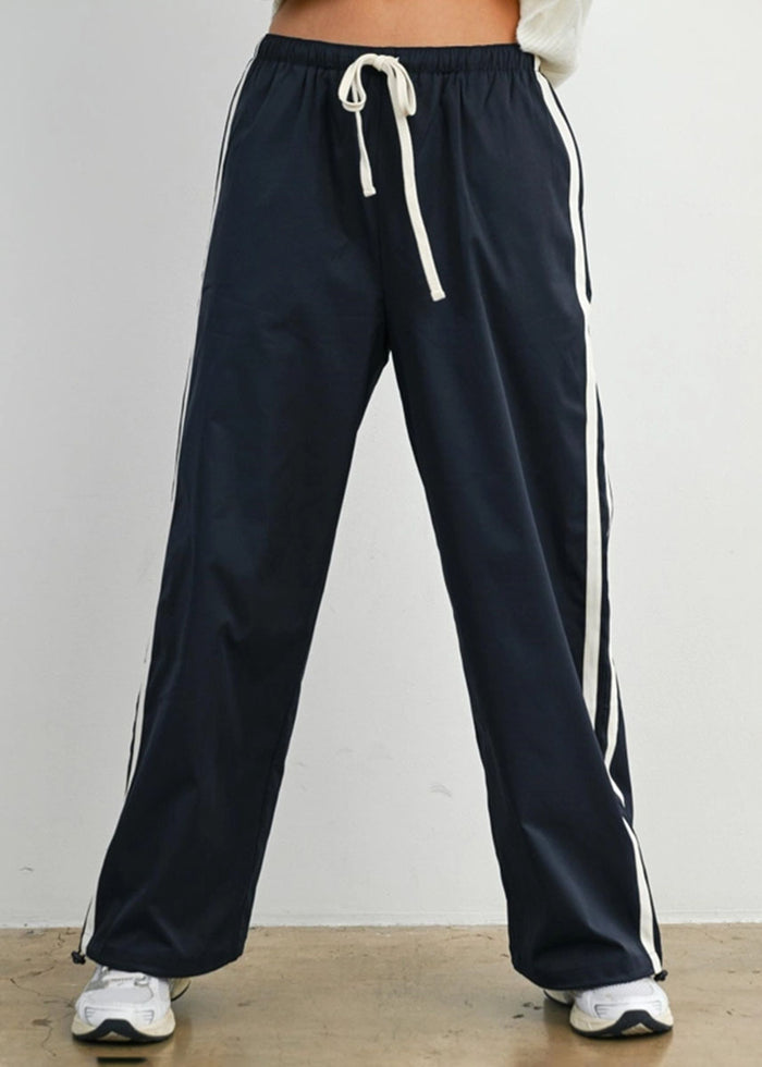 Acadia Striped Drawstring Pants - Navy & White