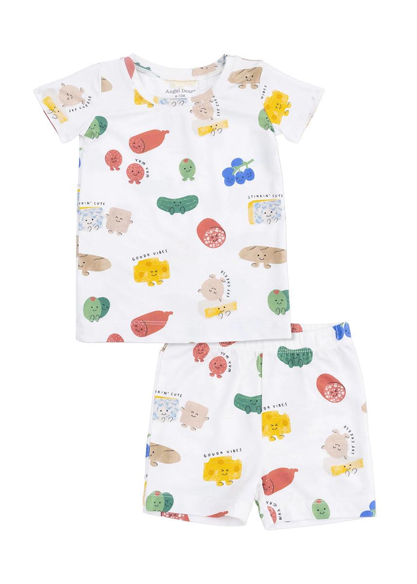 2-Piece Pajama Shorts Set - Charcuterie Cuties