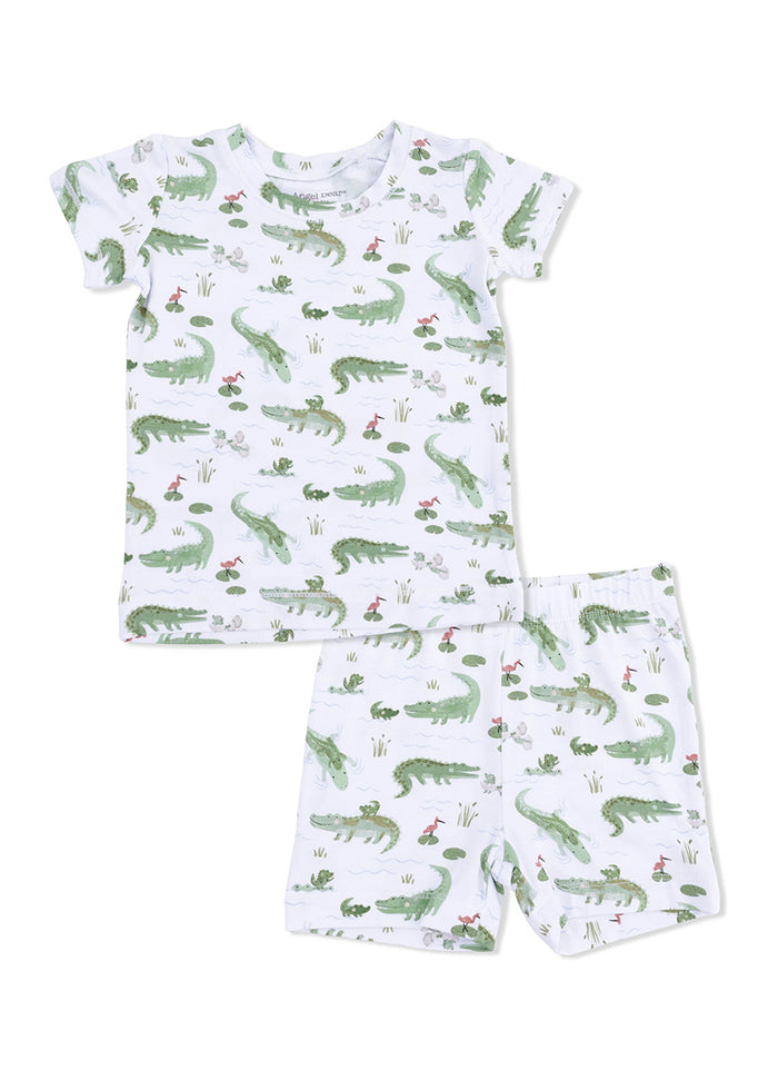 2-Piece Pajama Shorts Set - Crayon Alligators