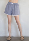 May Lace Gingham Boxer Shorts - Ivory & Black