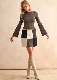 Gwendolyn Ribbed Long Sleeve Top - Chocolate