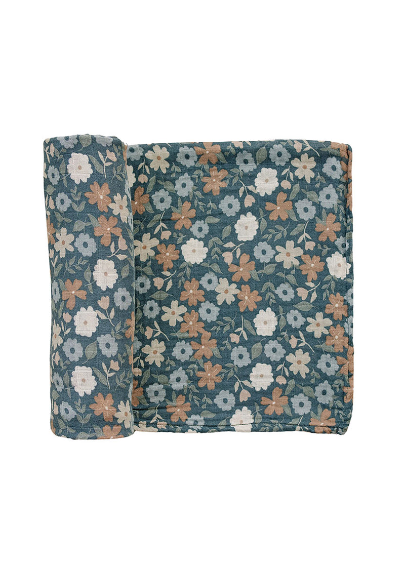 Midnight Floral Muslin Swaddle Blanket