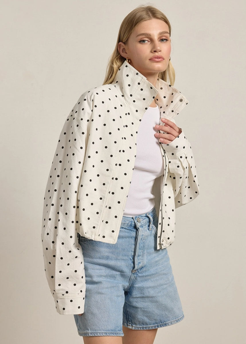 Domino Polka Dot Pullover Jacket - Cream & Black