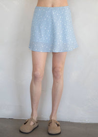 Morgane Floral Mini Skirt - Dusty Blue