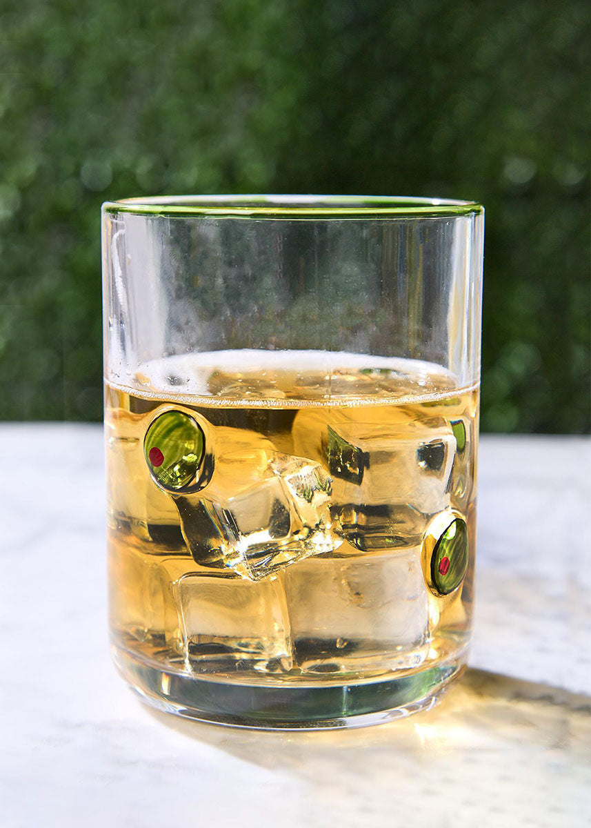 Painted Martini Olives Glass