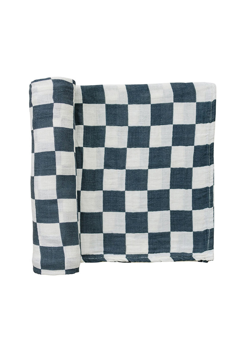 Charcoal Checkered Muslin Swaddle Blanket