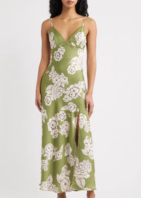 Carreta Midi Slip Dress - Chartreuse Multi